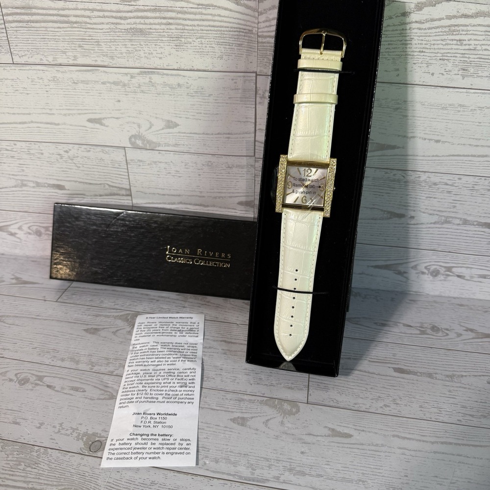 Joan Rivers Classics Goldtone Watch J31391 172 Crystal Bezel Working Box VTG
